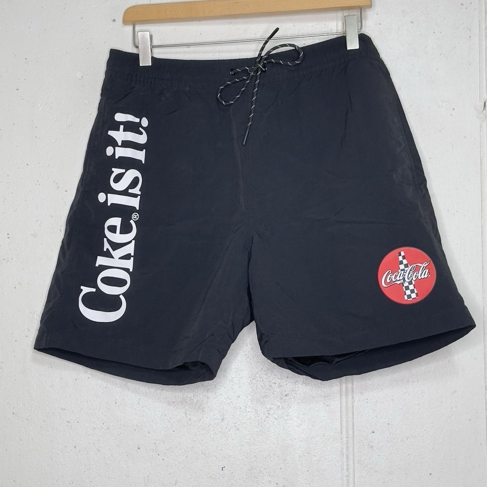 Coca-Cola‎ Aeropostale Swim Trunks Medium Black Coke Is It Graphic Board Shorts